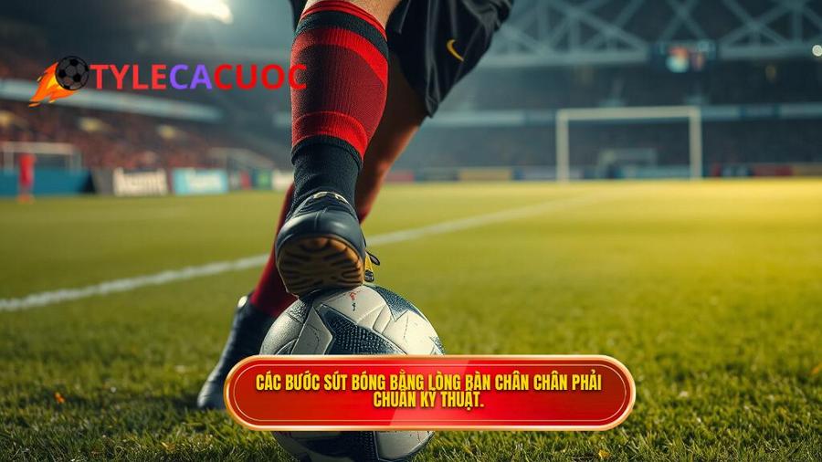 Phân tích chi tiết các bước thực hiện kỹ thuật sút bóng bằng lòng bàn chân phải