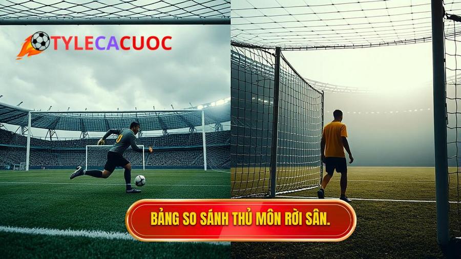 Bảng so sánh hai trường hợp thủ môn rời sân